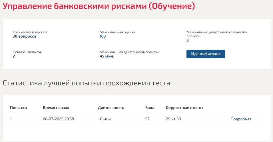 Управление банковскими рисками- тест Синергия