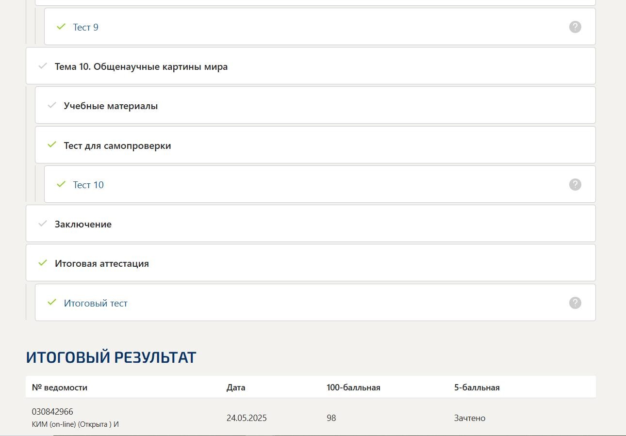 Концепции современного естествознания- тест Синергии