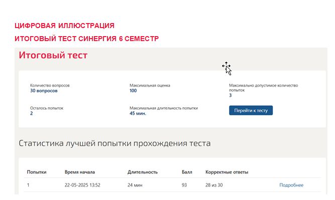 Цифровая иллюстрация. Итоговый тест. 6 семестр. Синергия