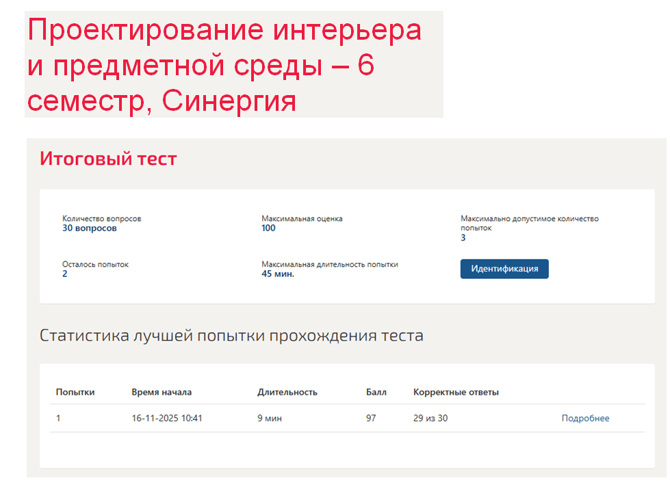 Проектирование интерьера и предметной среды – 6 семестр. Синергия