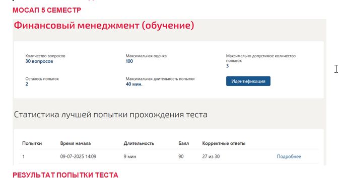 Финансовый менеджмент. 5 семестр. Синергия 