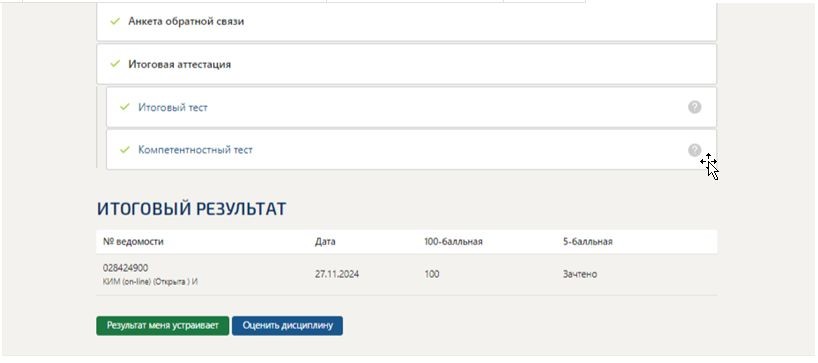 Информационно-коммуникационные технологии для профессиональной деятельности. Итоговый и компетентностный тесты. 3 семестр. Синергия