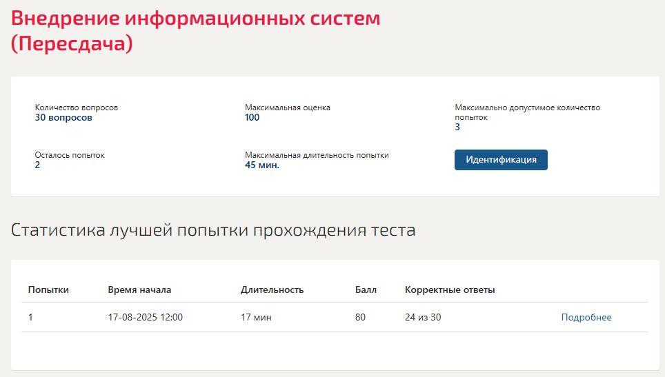 Внедрение информационных систем - тест Синергия