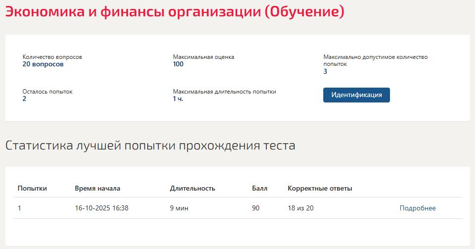 Экономика и финансы организации – тест Синергия