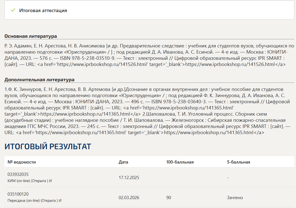 Методика дознания и предварительного следствия итоговый и компетентностный тест Синергия 7 семестр