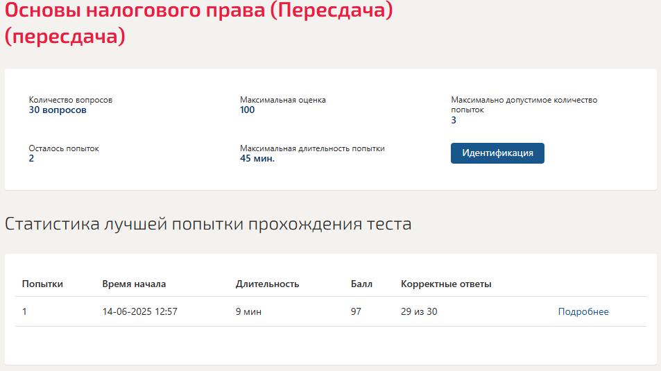 Основы налогового права – тест Синергия