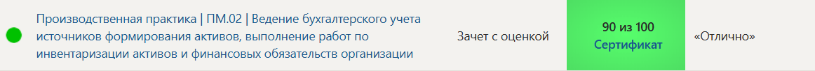 Производственная практика | ПМ.02 | Ведение бухгалтерского учета источников формирования активов, выполнение работ по инвентаризации активов и финансовых обязательств организации. 6 семестр. Синергия — часть 2